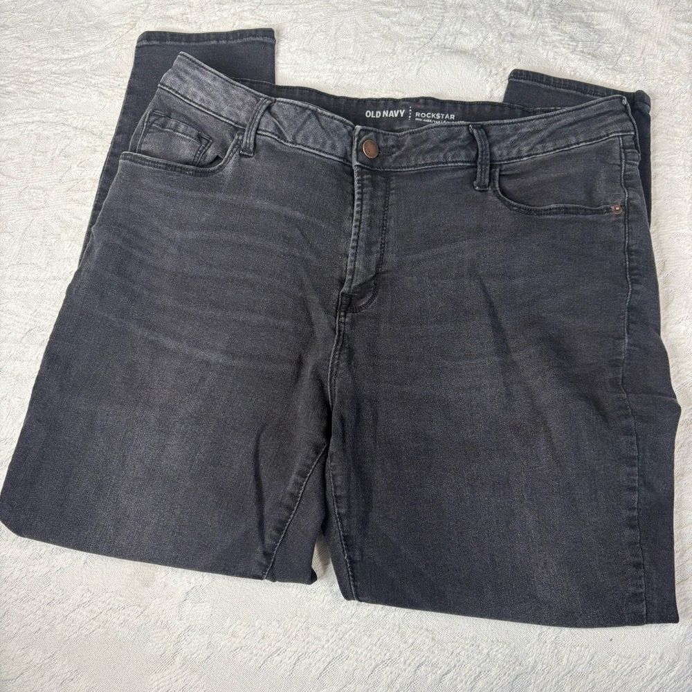 Old Navy Rockstar Dark Gray Skinny Jeans Mid Rise Sz 16